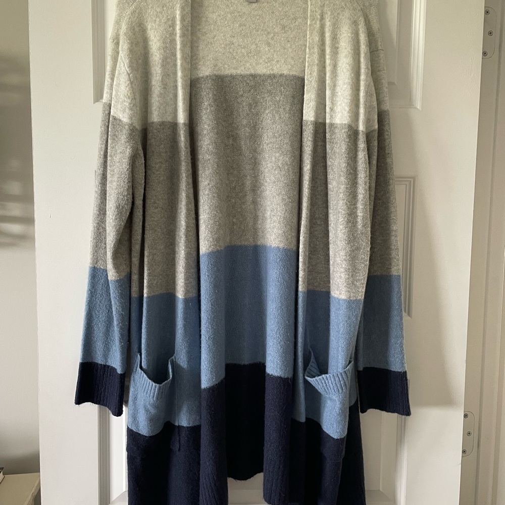 Ombré blue striped cardigan